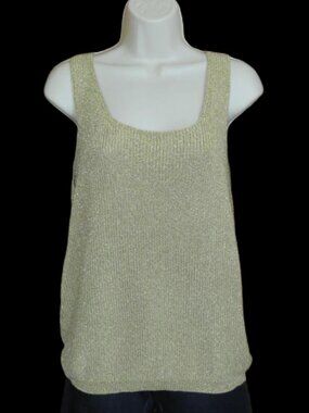 VTG Effeci Gold Metallic Knit Sleeveless Scoop Neck Tank Top Hong Kong Size L